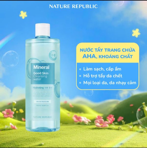 Nước tẩy trang cho da khô, da dầu Nature Republic làm sạch sâu bụi bẩn và makeup Good Skin Ampoule 500ml - Ảnh 4