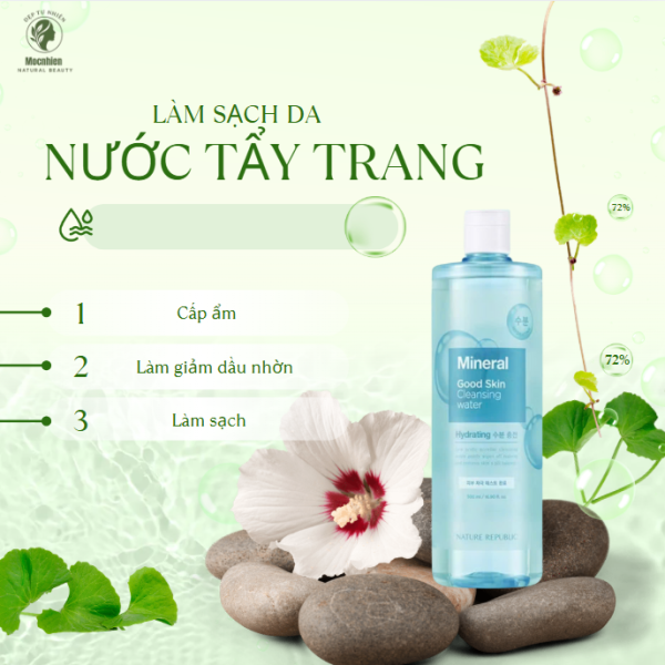 Nước tẩy trang cho da khô, da dầu Nature Republic làm sạch sâu bụi bẩn và makeup Good Skin Ampoule 500ml - Ảnh 2